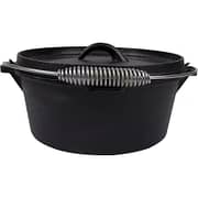 Crucible Cookware – Cast iron Dutch Oven with lid, lid lighter and 2 silicone handle holders