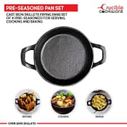 Crucible Cookware- 4-teiliges Set aus gusseisernen Bratpfannen in verschiedenen Größen
