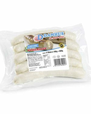 Damhus Bratwurst with smoked cheese and natural casing 5 x 100 gr.