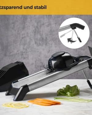 Silberthal – Vegetable cutter / Mandolin – V-planer with inserts – sharp blade – space-saving storage