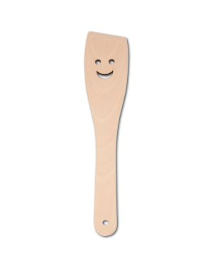 Pfannenwender aus Buchenholz mit lächelndem Gesicht 30 cm