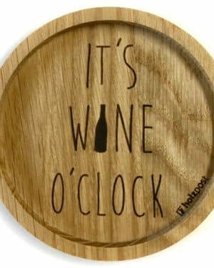Eikenhouten onderzetter Ø 11,2 cm It’s wine o’clock
