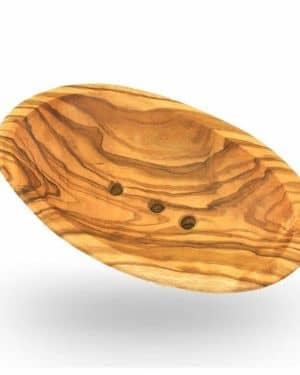 Seifenschale oval aus Olivenholz mit einem Schlitz an der Unterseite 16 cm