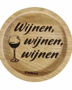 Eikenhouten onderzetter Ø 11,2 cm Wijnen, wijnen, wijnen