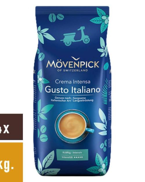 Mövenpick Gusto Italiano koffiebonen 4x1kg.