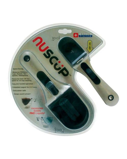 NUSCüP Set of 2 adjustable measuring spoons – 1 x 30 -140 ml – 1 x 5 – 30 ml.