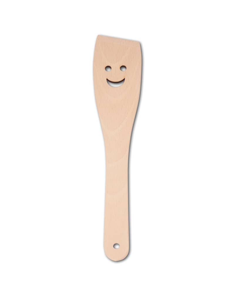 Beech wood spatula with smiling face 30 cm
