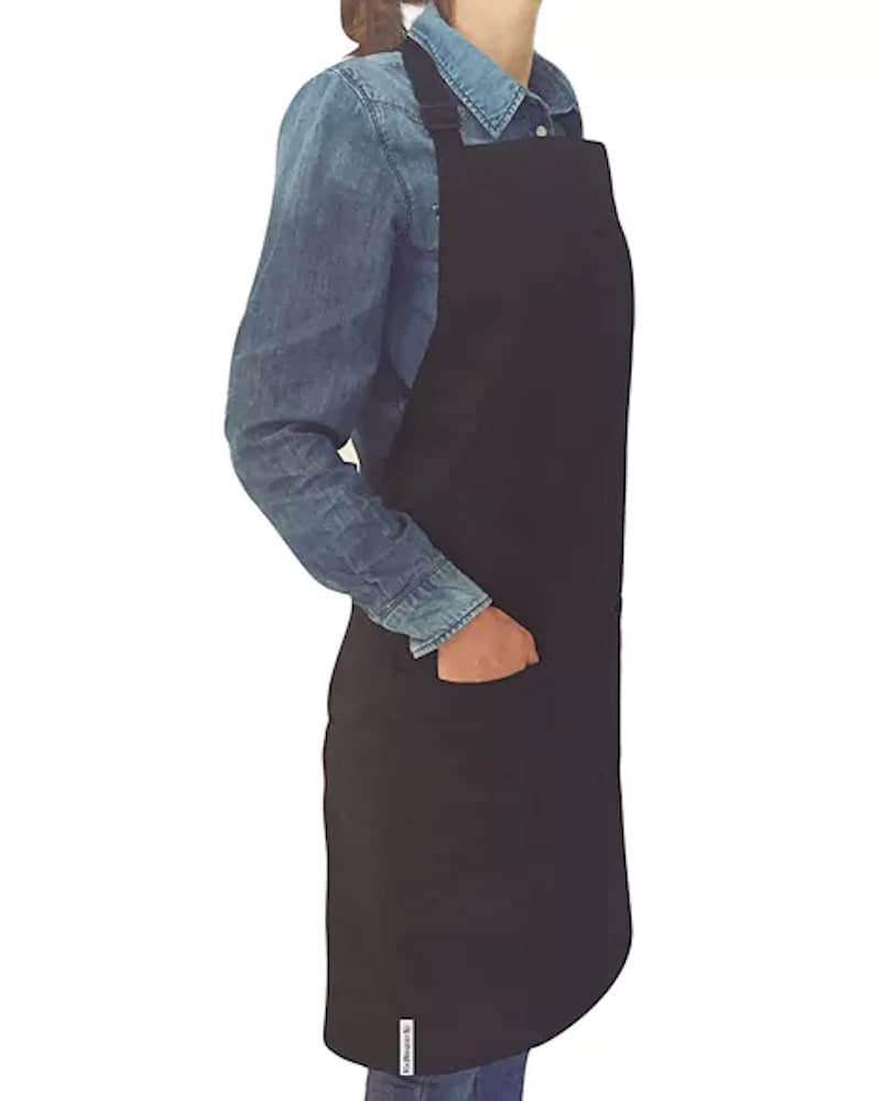 Nerthus Zwart keukenschort met twee zakken Unisex – One Size Fits All