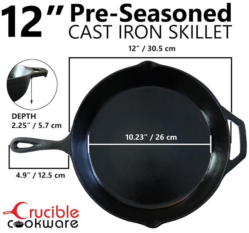 Crucible Cookware Ø 26 cm cast iron frying pan/skillet with 2 silicone handle holders