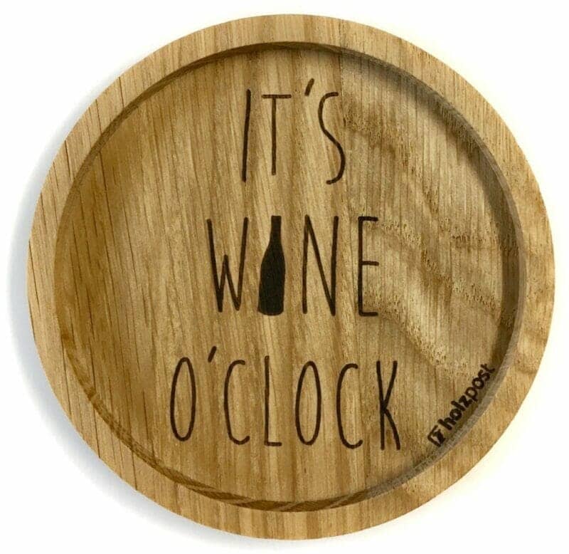 Eikenhouten onderzetter Ø 11,2 cm It’s wine o’clock