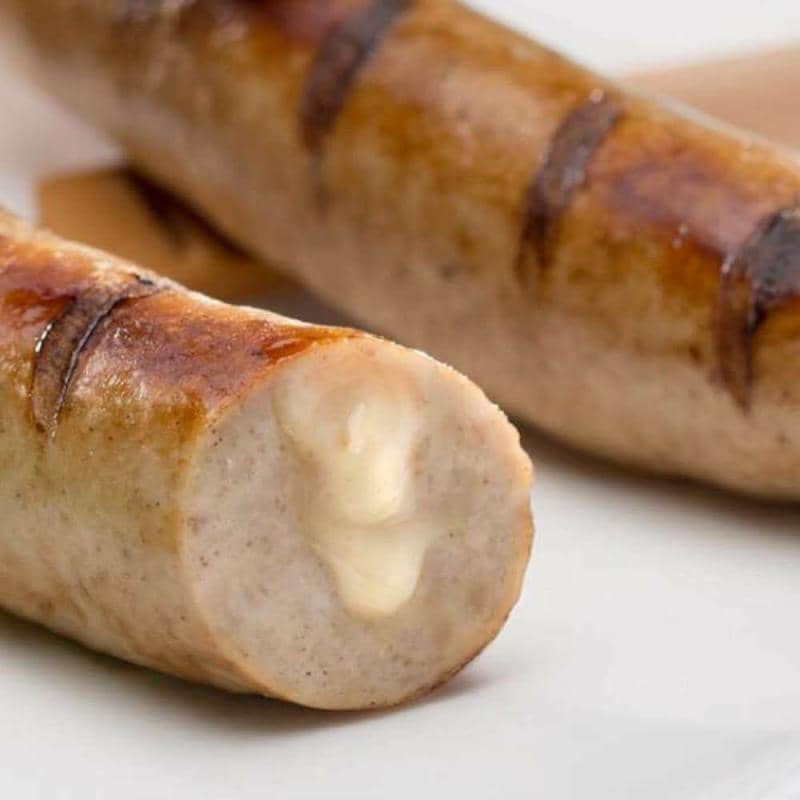 Damhus Bratwurst with smoked cheese and natural casing 5 x 100 gr.