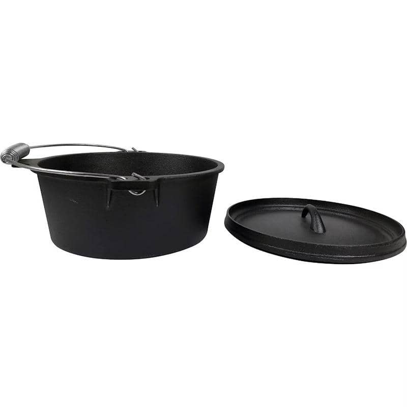 Crucible Cookware – Cast iron Dutch Oven with lid, lid lighter and 2 silicone handle holders