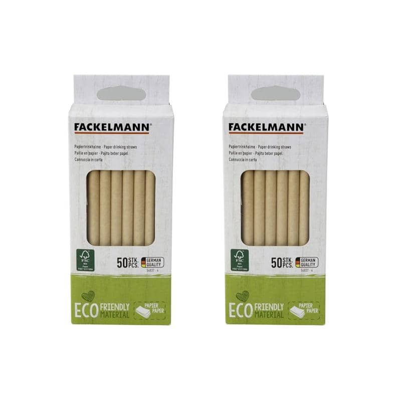 Fackelmann Eco Friendly 2 x 50 bruine stijve papieren rietjes